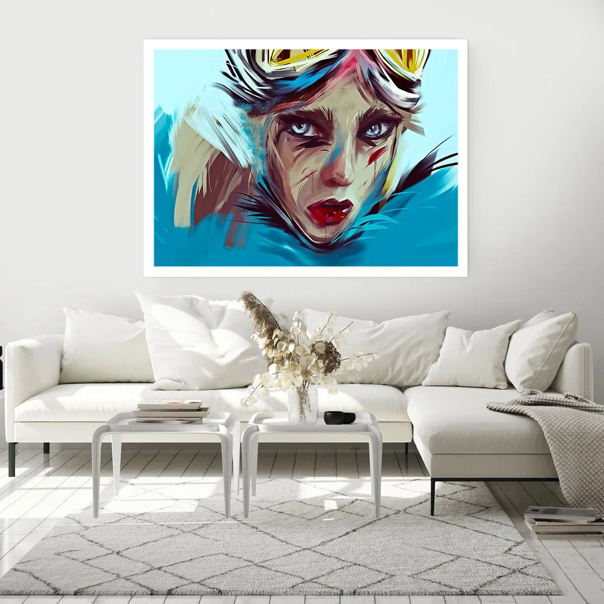 Poster - Porträt einer Frau in dynamischen Farben und einem abstrakten Stil - 100x70cm - Strassenkämpferin - Moderne Wanddekoration für Wohnzimmer und Schlafzimmer ARTTOR
