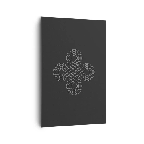 Bild auf Leinwand - Leinwandbild - Keltisches Muster im minimalistischen Stil auf schwarzem Hintergrund - 80x120cm - Im keltischen Geist - Moderne Wanddekoration für Wohnzimmer und Schlafzimmer ARTTOR