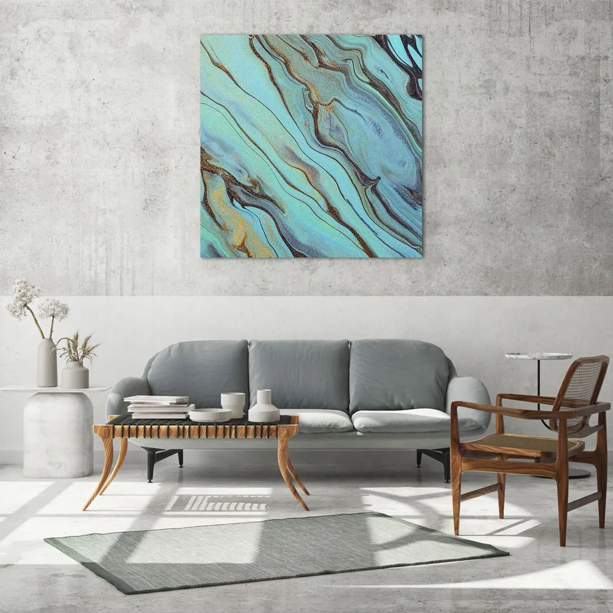 Glasbild - Bild auf glas - Türkisfarbene Flut - 60x60 cm