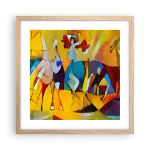 Poster in einem Rahmen aus heller Eiche - Sonne - Leben - Freude - 40x40 cm