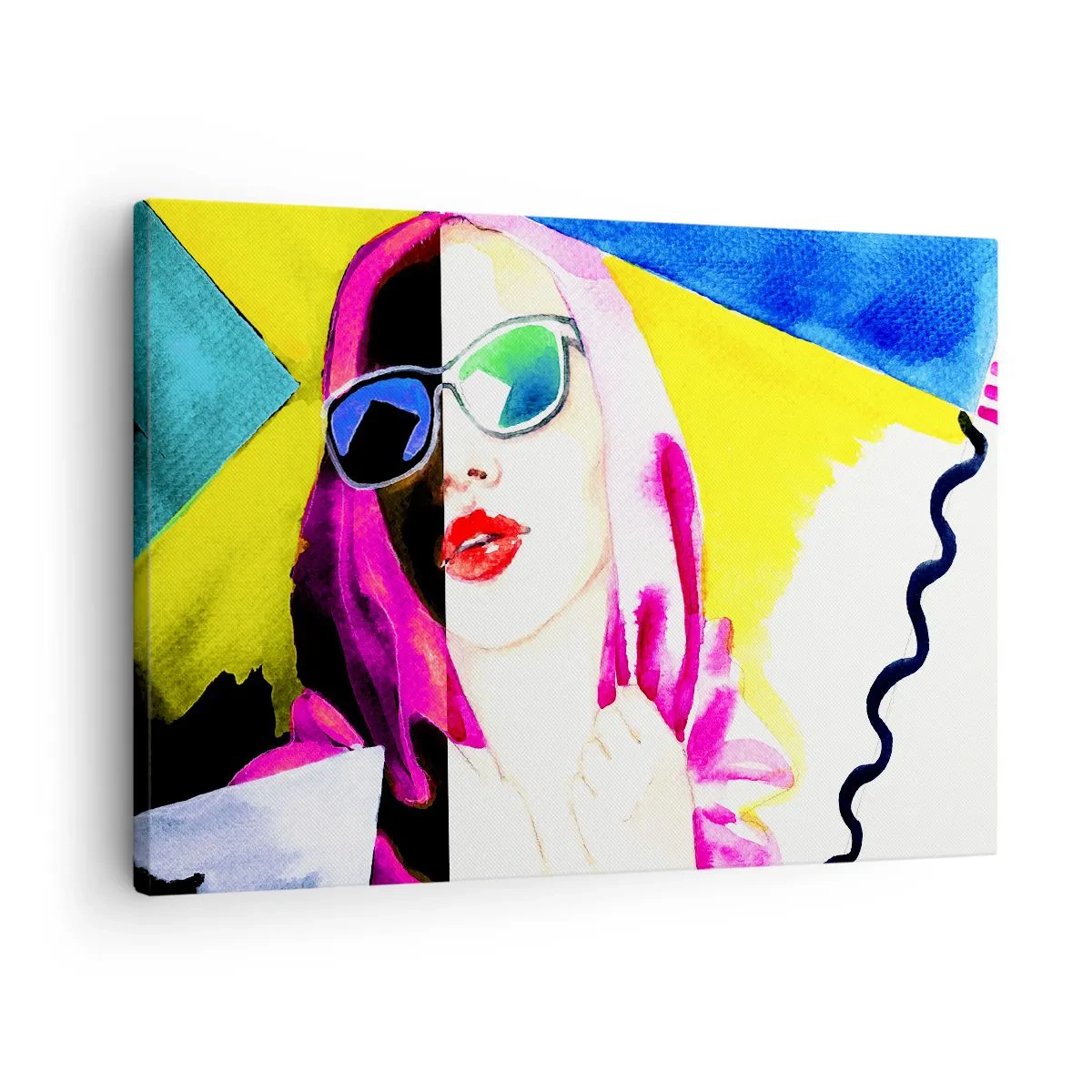 Bild auf Leinwand - Leinwandbild - Buntes Porträt einer Frau mit Sonnenbrille - 70x50cm - Ich bin nicht weiß und ich bin nicht schwarz - Moderne Wanddekoration für Wohnzimmer und Schlafzimmer ARTTOR