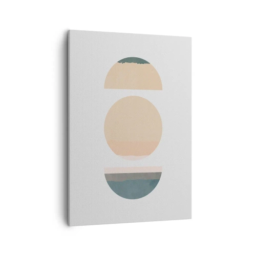 Bild auf Leinwand - Leinwandbild - Abstrakte geometrische Formen in Pastellfarben - 50x70cm - Ein Rad hinter dem anderen… - Moderne Wanddekoration für Wohnzimmer und Schlafzimmer ARTTOR