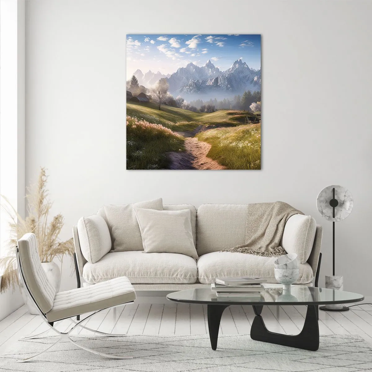 Glasbild - Bild auf glas - Idyllisches Tal - 70x70 cm