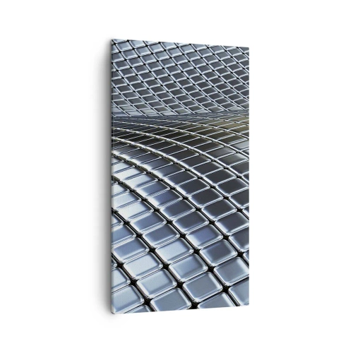 Bild auf Leinwand - Leinwandbild - Metallische silberne Welle - 45x80 cm