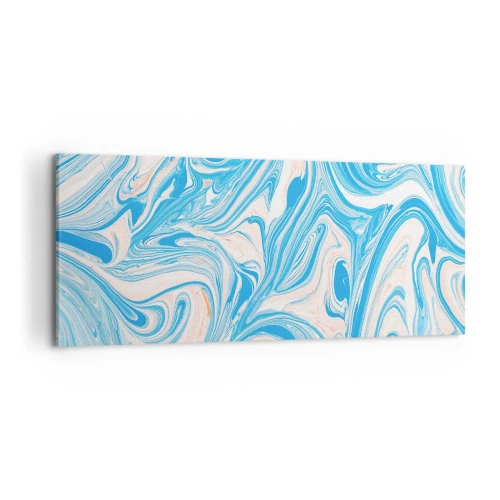 Bild auf Leinwand - Leinwandbild - Abstrakte Wirbel im blauen und weißen Marmorstil - 120x50cm - Sumpf in Türkis - Moderne Wanddekoration für Wohnzimmer und Schlafzimmer ARTTOR