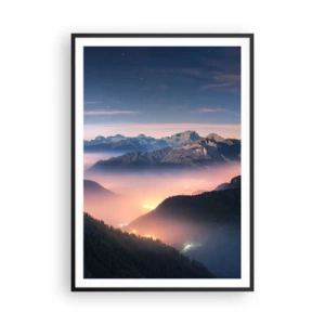 Poster in einem schwarzem Rahmen - Licht in den Tälern - 70x100 cm