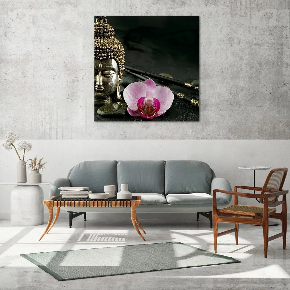 Glasbild - Bild auf glas - Harmonie von Weisheit und Schönheit - 70x70 cm