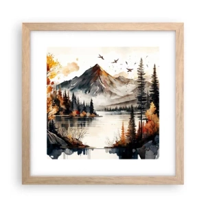 Poster in einem Rahmen aus heller Eiche - Goldener Herbst in den Bergen - 30x30 cm