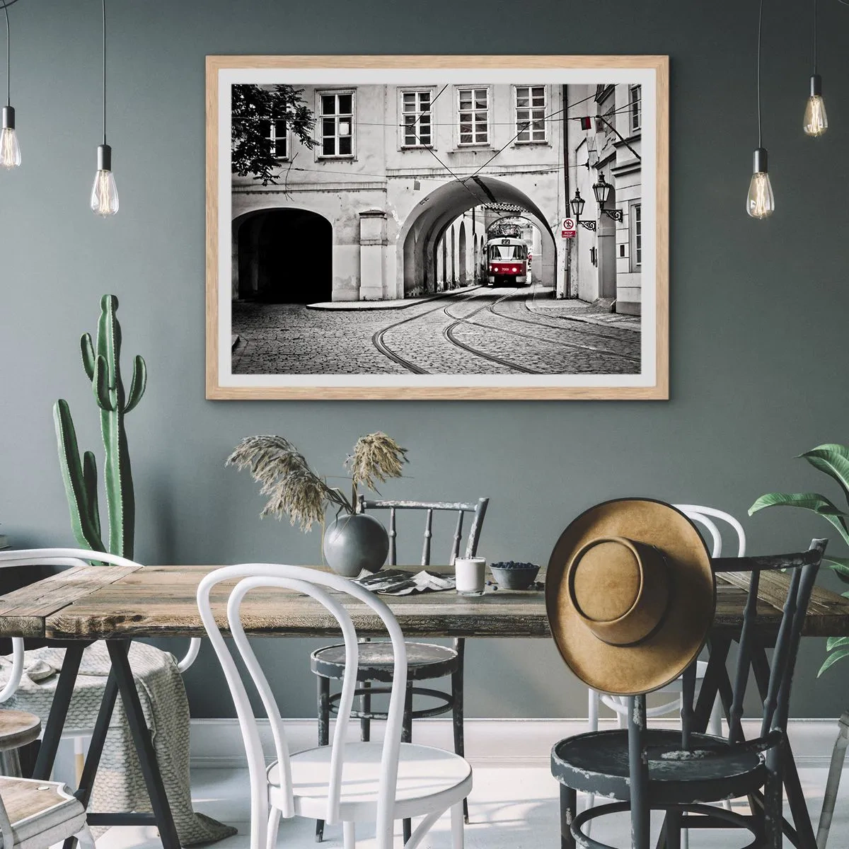 Poster in einem Rahmen aus heller Eiche - Durch das Stadtlabyrinth - 91x61 cm