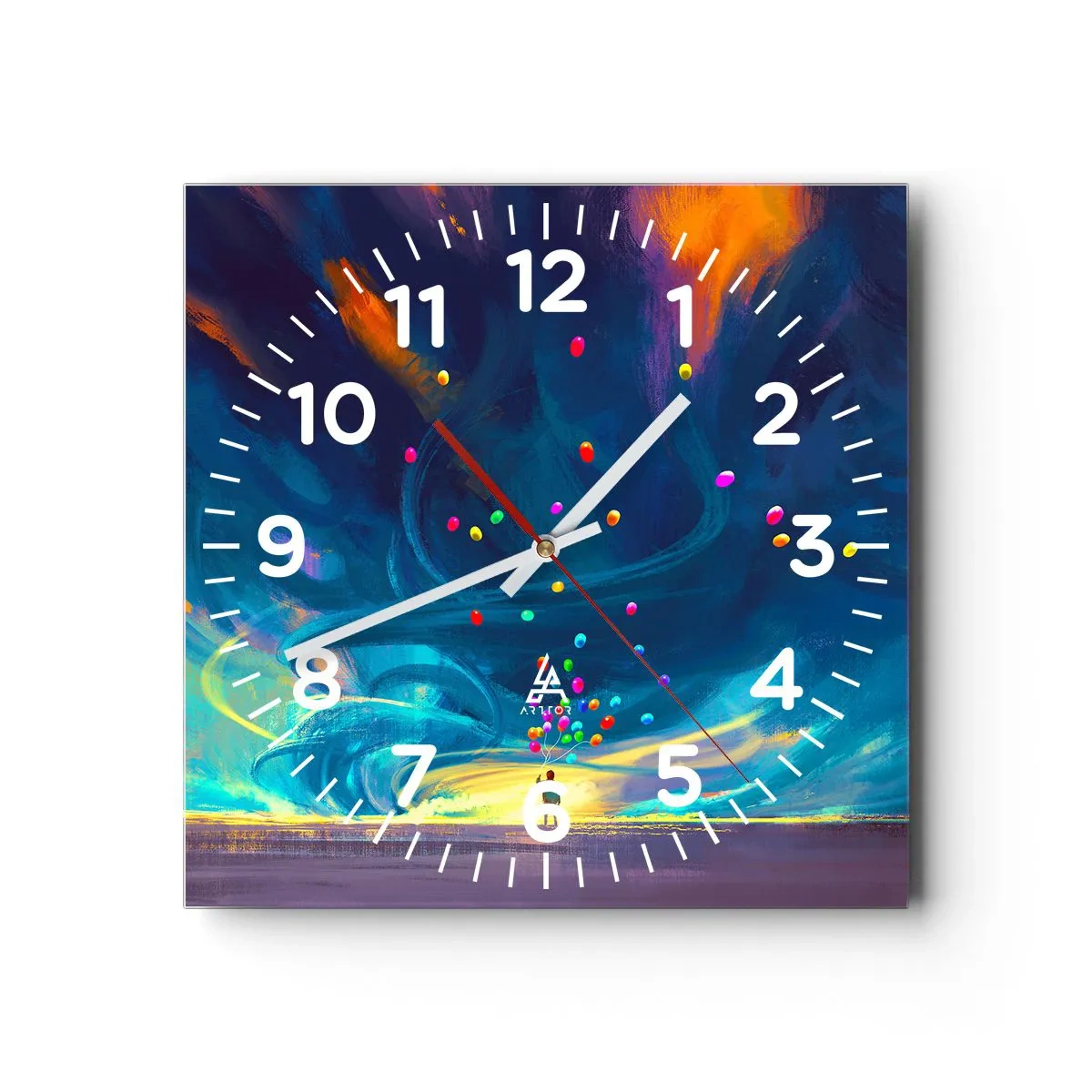 Wanduhr - Glasuhr - Zum blauen Wind - 30x30 cm