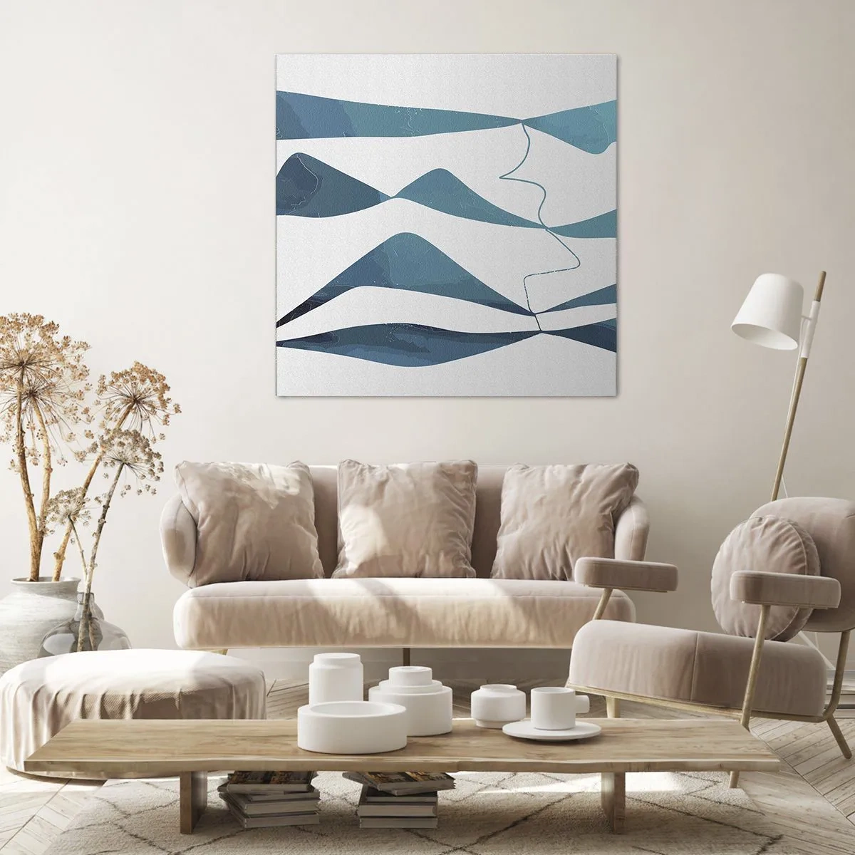 Bild auf Leinwand - Leinwandbild - Abstraktion: türkisfarbene Verbindung - 30x30 cm
