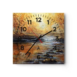 Wanduhr - Glasuhr - Der goldene Strom - 30x30 cm