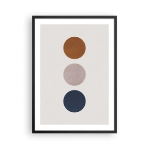 Poster in einem schwarzem Rahmen - Minimalistische Kreise in warmen Farbtönen auf hellem Hintergrund - 50x70cm - Ein Symbol für Exzellenz - Moderne Wanddekoration für Wohnzimmer und Schlafzimmer ARTTOR