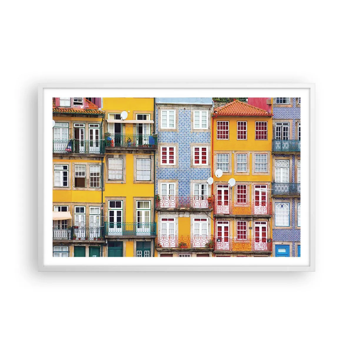 Poster in einem weißen Rahmen - Farben der Altstadt - 91x61 cm