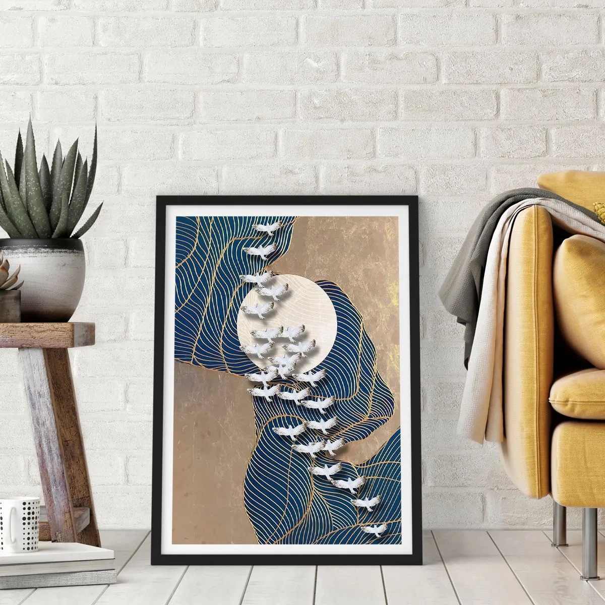 Poster in einem schwarzem Rahmen - Freiheit, Wandern, Gemeinschaft - 40x50 cm