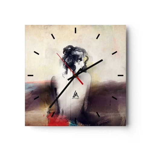 Wanduhr - Glasuhr - Glatte Linien, ovale Formen - 40x40 cm