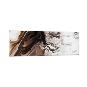 Glasbild - Bild auf glas - Abstraktion in Brauntönen mit dynamischen Linien - 160x50cm - Farbkontrast - Moderne Wanddekoration für Wohnzimmer und Schlafzimmer ARTTOR