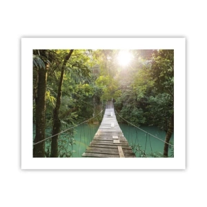 Poster - Über das azurblaue Wasser zum azurblauen Wald - 50x40 cm