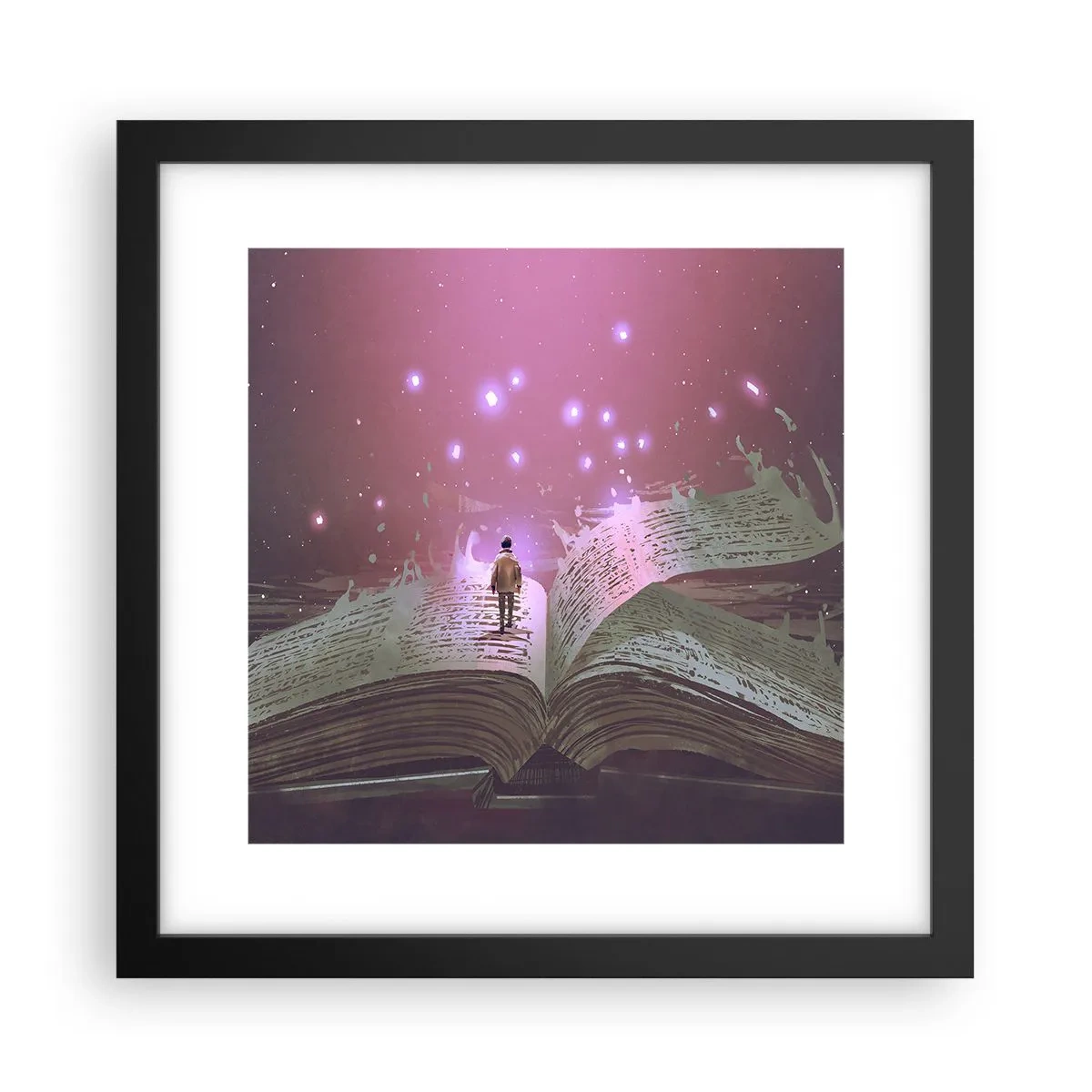 Poster in einem schwarzem Rahmen - Einladung in eine andere Welt - lesen Sie! - 30x30 cm