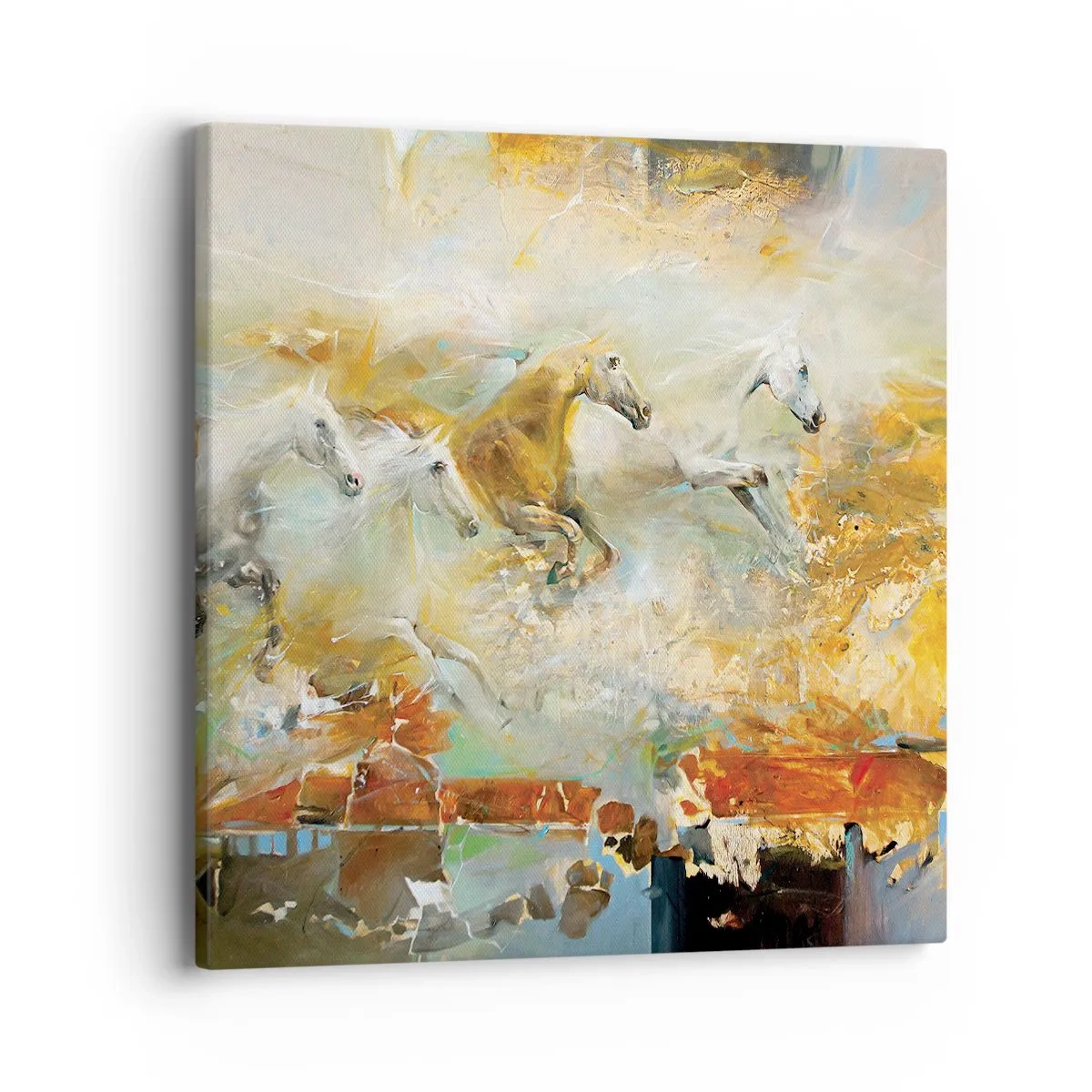 Bild auf Leinwand - Leinwandbild - Im Galopp durch das Licht - 40x40 cm