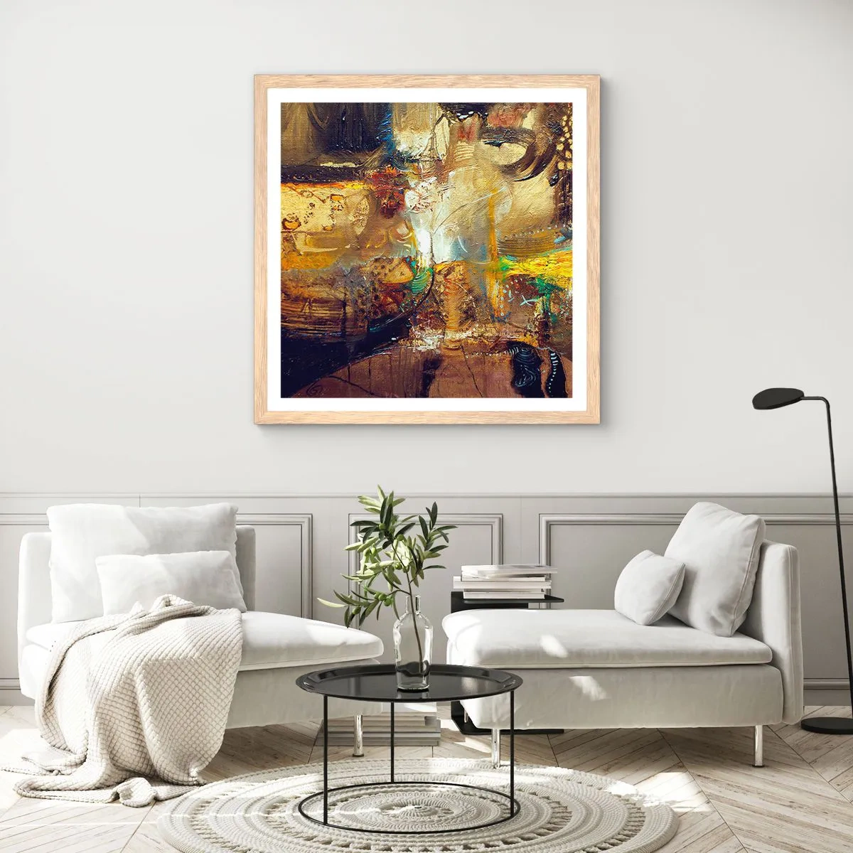 Poster in einem Rahmen aus heller Eiche - Kalt, wärmer, heiß - 30x30 cm