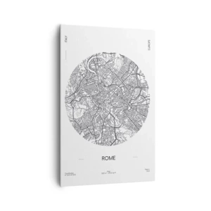 Bild auf Leinwand - Leinwandbild - Eine Karte von Rom im minimalistischen Schwarz-Weiß-Stil - 80x120cm - Anatomie von Rom - Moderne Wanddekoration für Wohnzimmer und Schlafzimmer ARTTOR