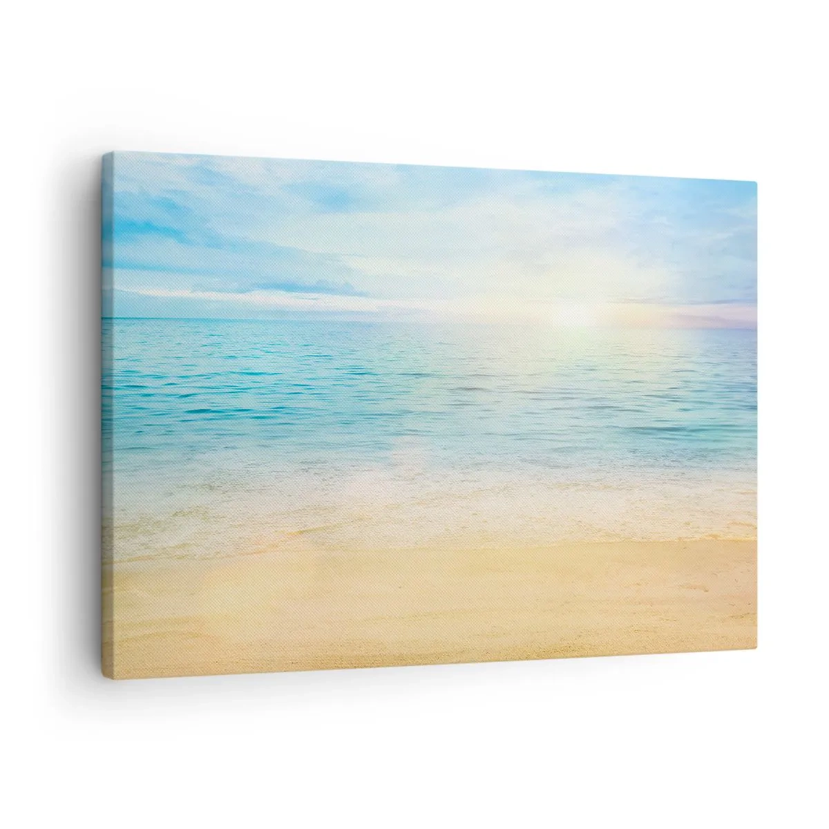 Bild auf Leinwand - Leinwandbild - Ein Strand mit türkisfarbenem Meer und klarem Himmel - 70x50cm - Großes Blau - Moderne Wanddekoration für Wohnzimmer und Schlafzimmer ARTTOR