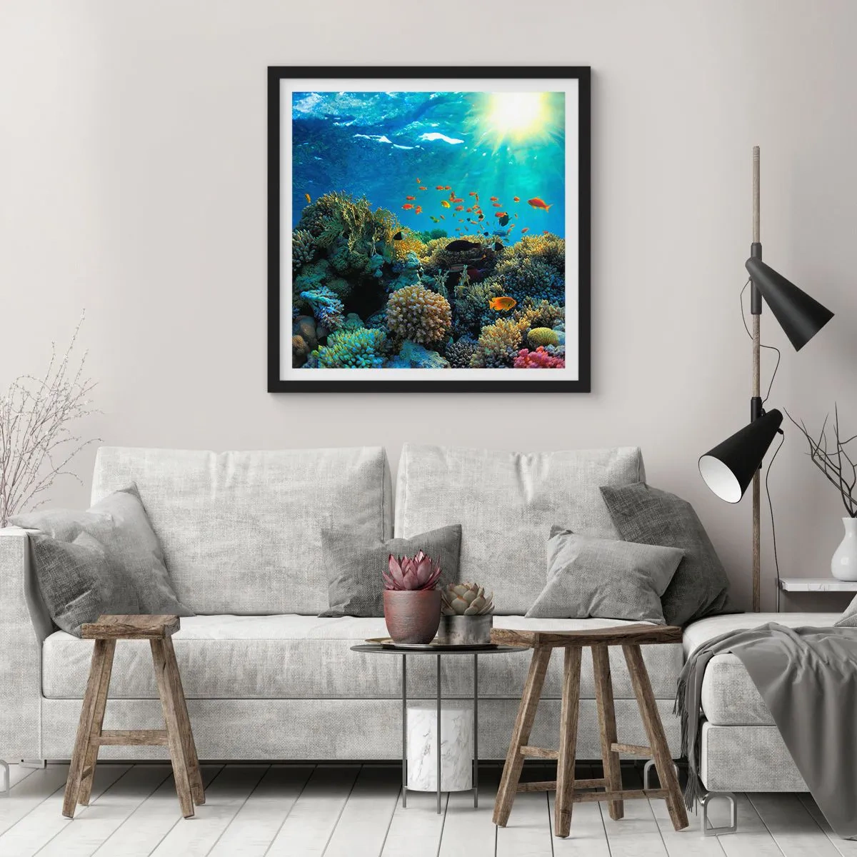 Poster in einem schwarzem Rahmen - Unterwasserschätze - 50x50 cm