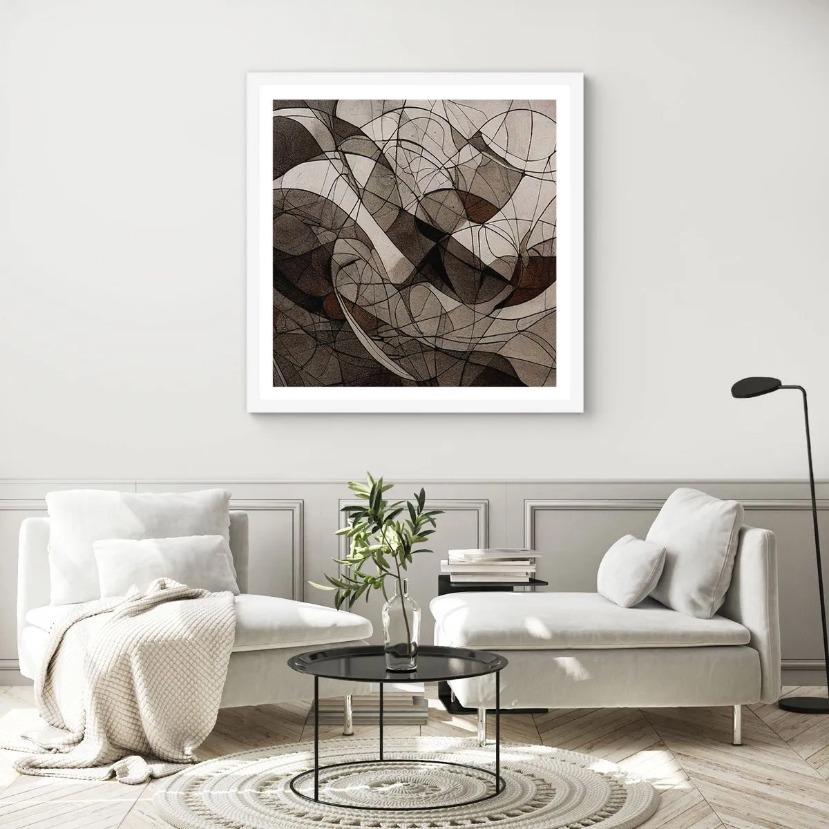 Poster in einem weißen Rahmen - Zirkulation von Erdfarben - 50x50 cm