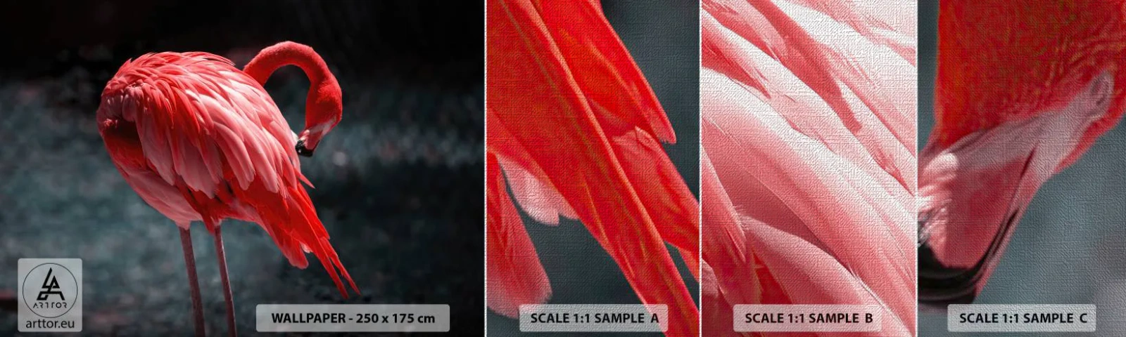 Fototapeten Muster Premium Canvas - Ein purpurrotes Gedicht der Natur - Flamingo, Vogel, Natur - 100x30 cm