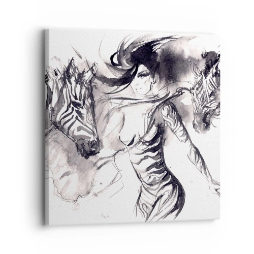 Bild auf Leinwand - Leinwandbild - Tanzen mit den Zebras - 30x30 cm