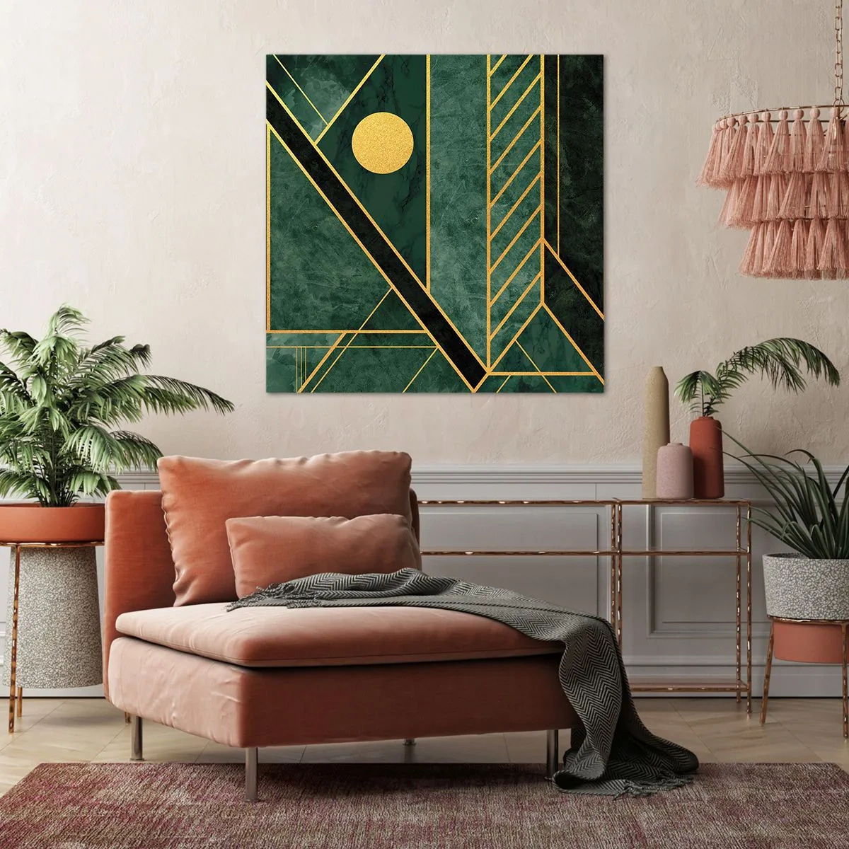 Bild auf Leinwand - Leinwandbild - Dynamik von Gold und Azurblau - 40x40 cm