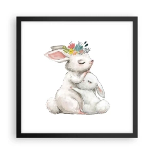 Poster in einem schwarzem Rahmen - Bei Mama ist's am schönsten - 40x40 cm