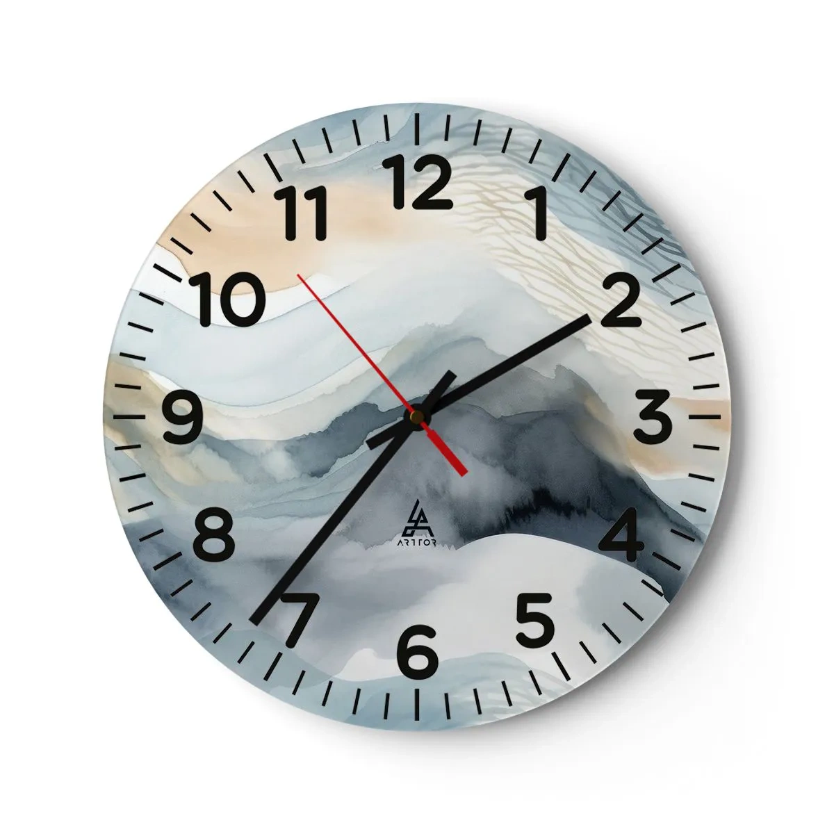 Wanduhr - Glasuhr - Verschneite und neblige Abstraktion - 40x40 cm