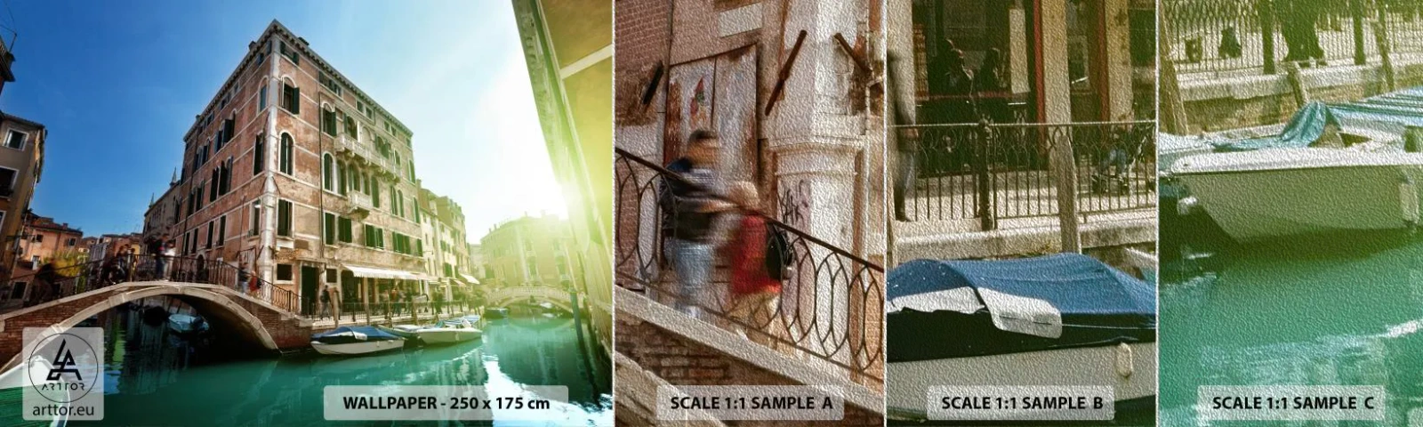 Fototapeten Muster Premium Sand - Venedig - Amore Mio - Stadt, Venedig, Gondeln - 100x30 cm