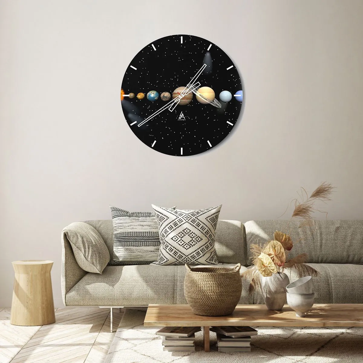 Wanduhr - Glasuhr - Und die Planeten werden verrückt und toben ... - 40x40 cm