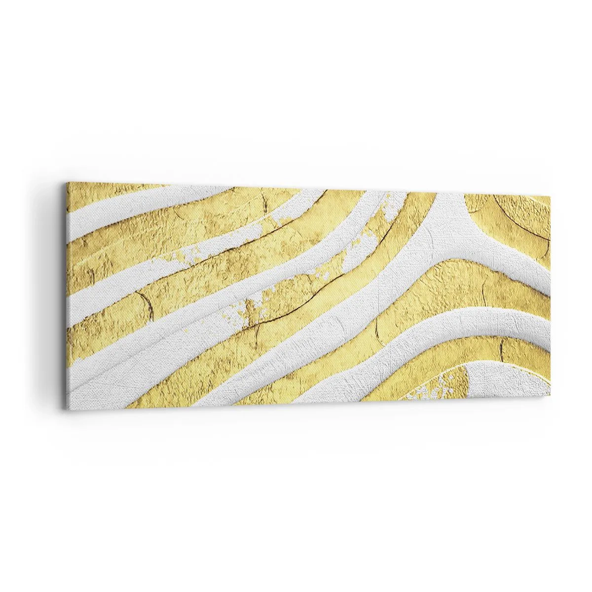 Bild auf Leinwand - Leinwandbild - Komposition in Weiß und Gold - 100x40 cm