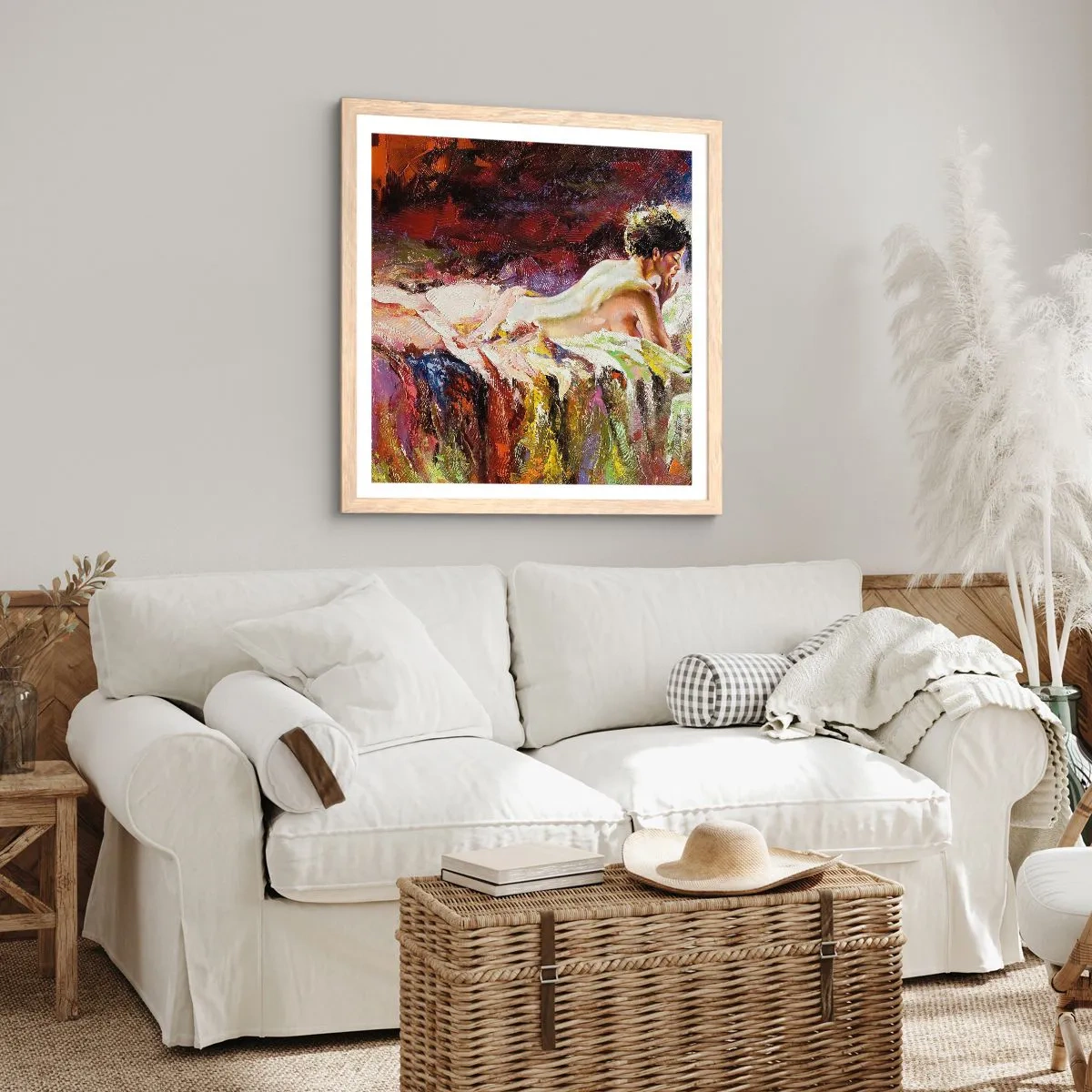 Poster in einem Rahmen aus heller Eiche - Venus in Gedanken - 40x40 cm