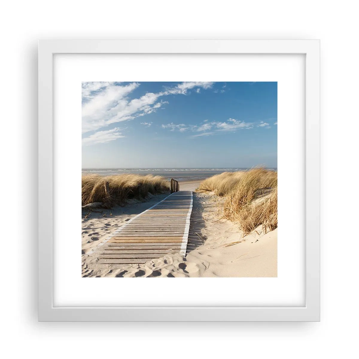 Poster in einem weißen Rahmen - Hinter der Düne, im Rauschen des Grases - 30x30 cm
