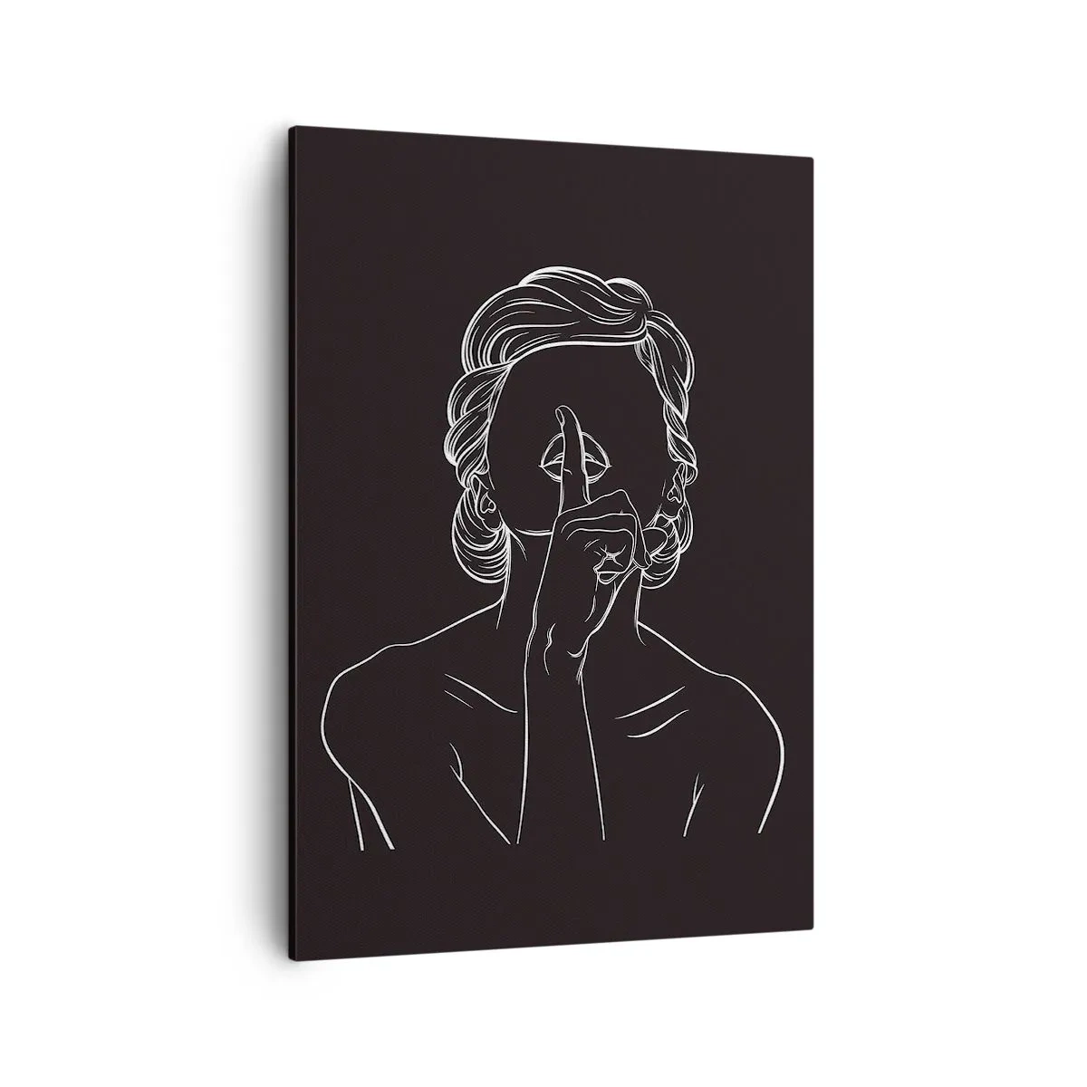 Bild auf Leinwand - Leinwandbild - Minimalistische Silhouette einer Frau auf schwarzem Hintergrund - 50x70cm - Schönheit erblüht in der Stille - Moderne Wanddekoration für Wohnzimmer und Schlafzimmer ARTTOR