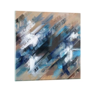 Glasbild - Bild auf glas - Auf einer blauen Diagonale - 30x30 cm