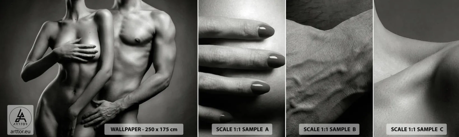 Fototapeten Muster Selbstklebend Deluxe Sticker - Adam und Ewa - Frau, Mann, Körper - 100x30 cm