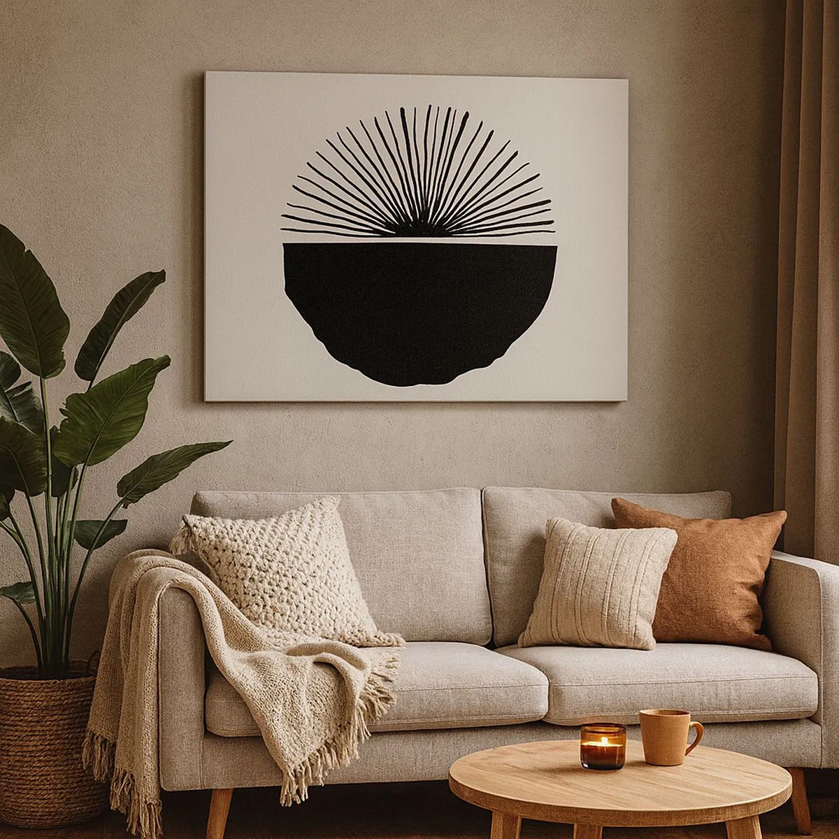 Bild auf Leinwand - Leinwandbild - Minimalistisches schwarzes Motiv auf hellem Hintergrund - 70x50cm - Eine Reihe von Möglichkeiten - Moderne Wanddekoration für Wohnzimmer und Schlafzimmer ARTTOR