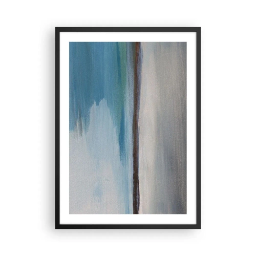 Poster in einem schwarzem Rahmen - Abstrakte Landschaft in Blau- und Grautönen - 50x70cm - Horizontale Landschaft - Moderne Wanddekoration für Wohnzimmer und Schlafzimmer ARTTOR