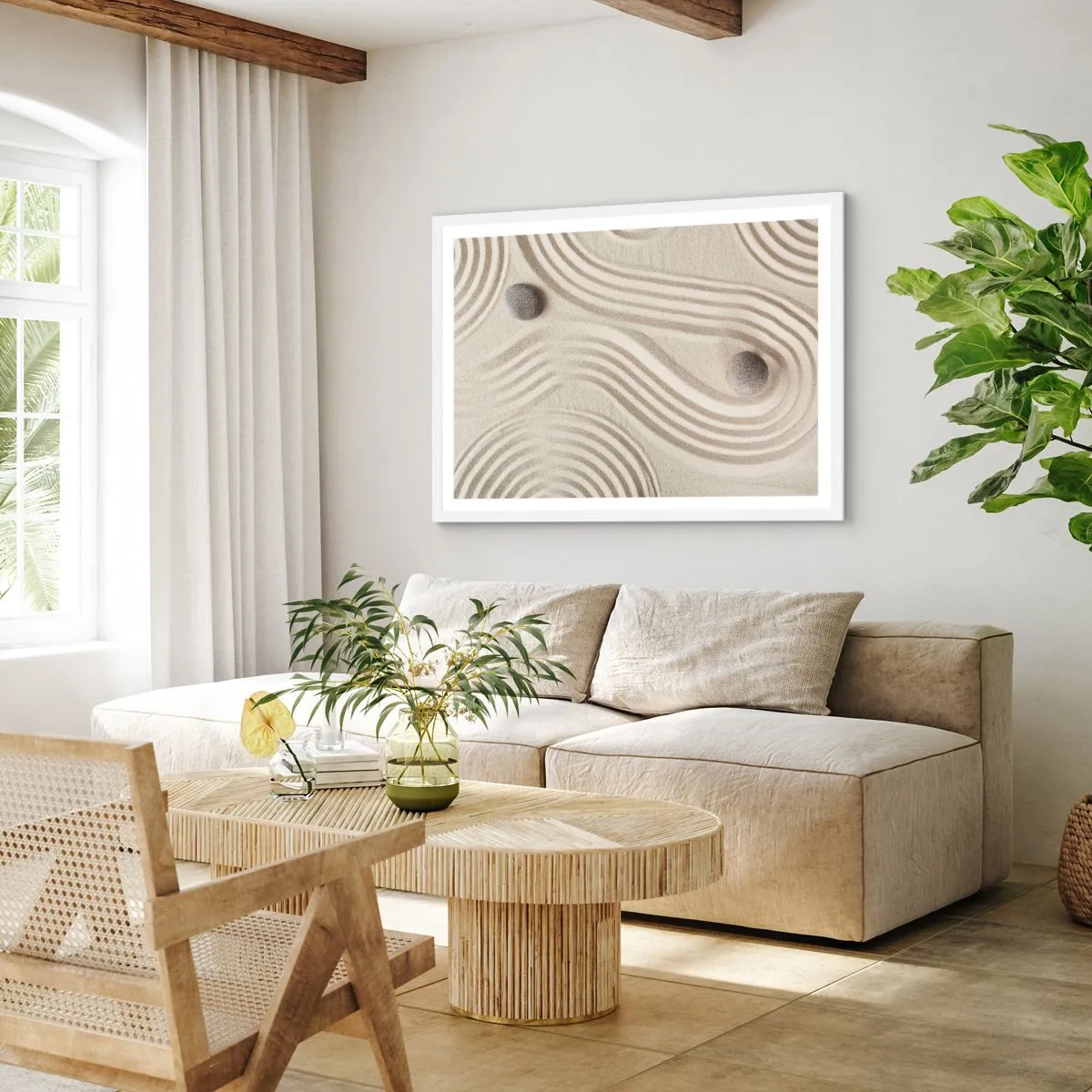 Poster in einem weißen Rahmen - Ein Hauch von Wärme - 91x61 cm