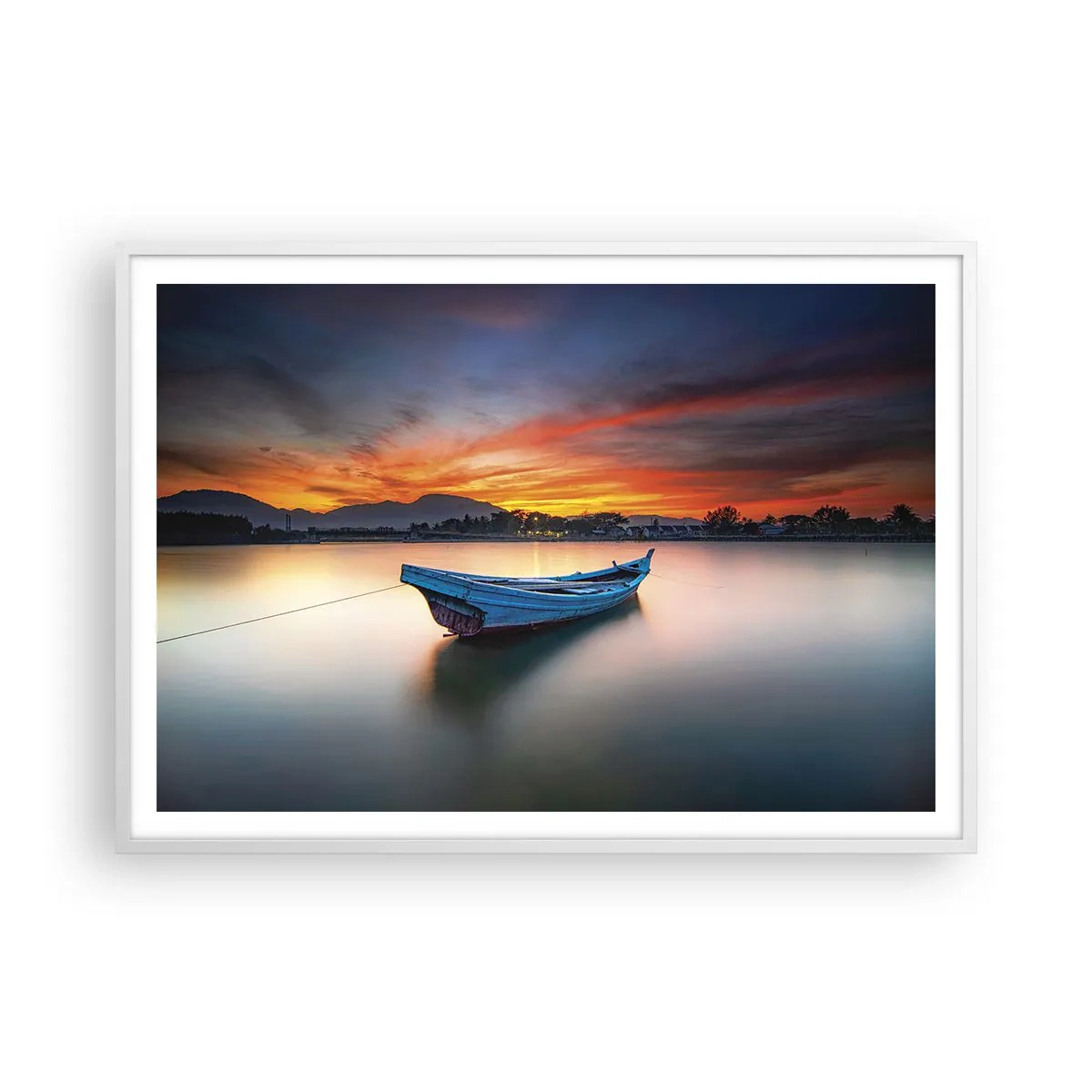 Poster in einem weißen Rahmen - Eine gute Nacht kommt - 100x70 cm