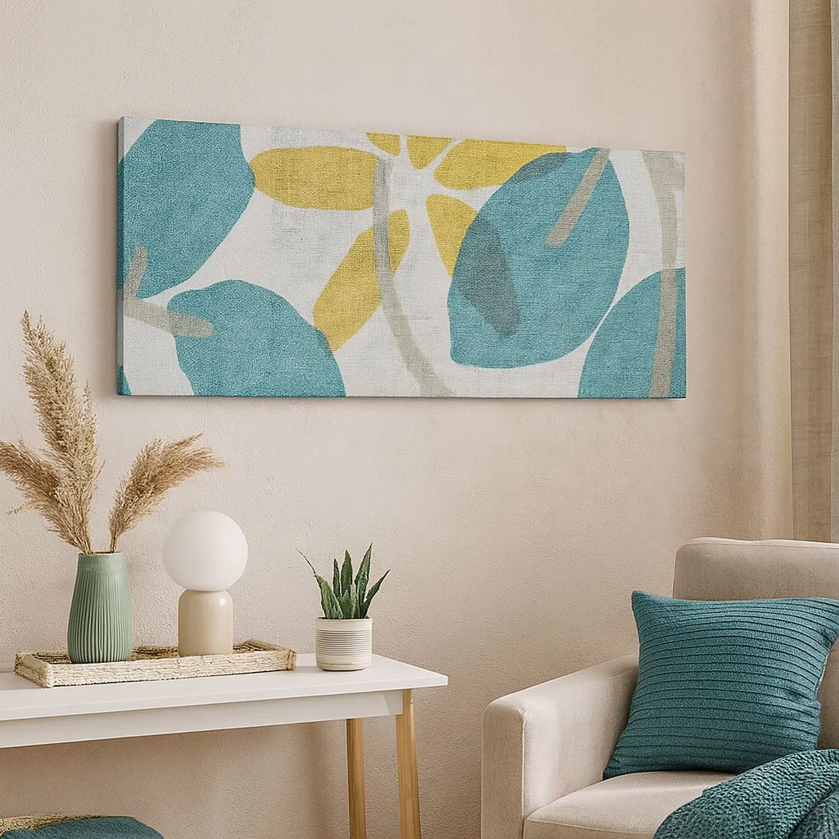 Bild auf Leinwand - Leinwandbild - Unter den azurblauen Blättern - 100x40 cm