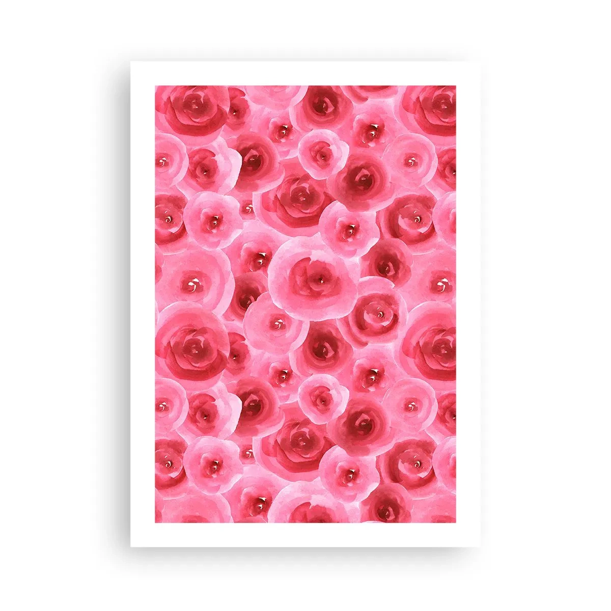 Poster - Aquarell rosa Rosen im romantischen Stil - 50x70cm - Oben und unten Rosen - Moderne Wanddekoration für Wohnzimmer und Schlafzimmer ARTTOR