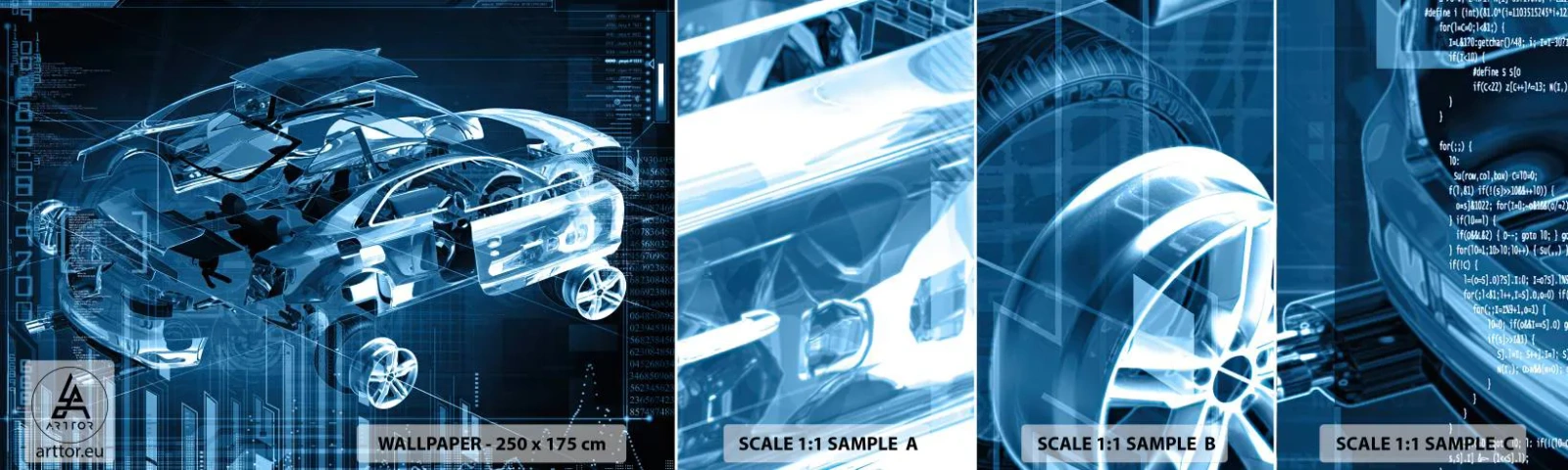Fototapetenmuster Standard Eco - Technische Anatomie - Automobil, Auto, Konzept - 100x30 cm