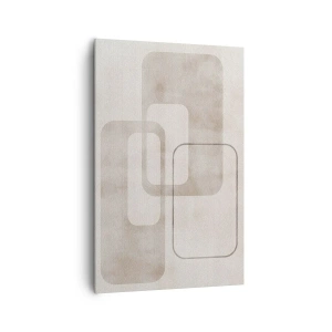 Bild auf Leinwand - Leinwandbild - Eine minimalistische Komposition mit Rechtecken in Beigetönen auf dezentem Hintergrund. - 80x120cm - Geometrische Fuge - Moderne Wanddekoration für Wohnzimmer und Schlafzimmer ARTTOR